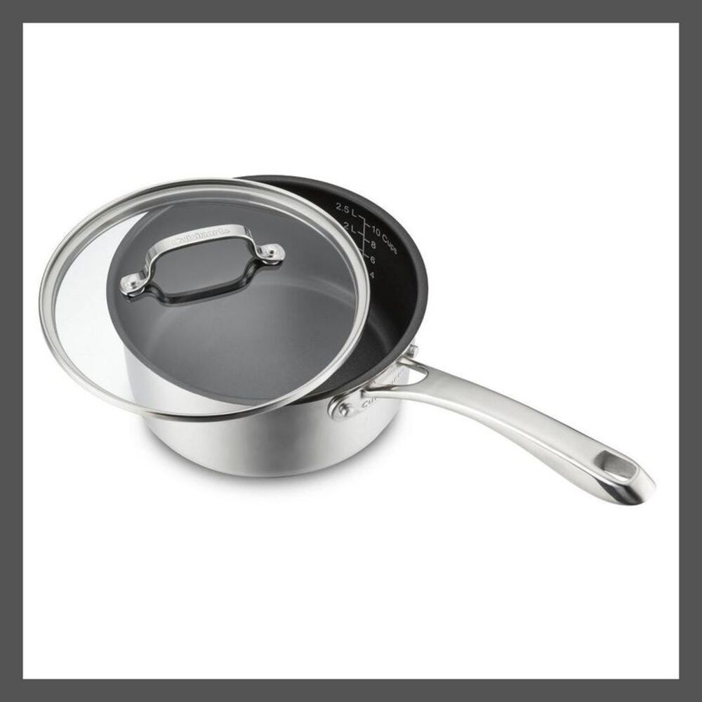 Cuisinart -  2PC Ceramic Stainless Steel Sauce Pan Se Silver
